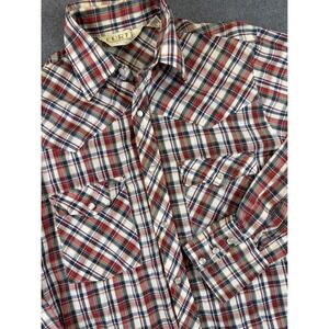 Forte Western Pearl Snap Shirt Mens 14.5 Small Plaid Vintage Cowboy Long Sleeve